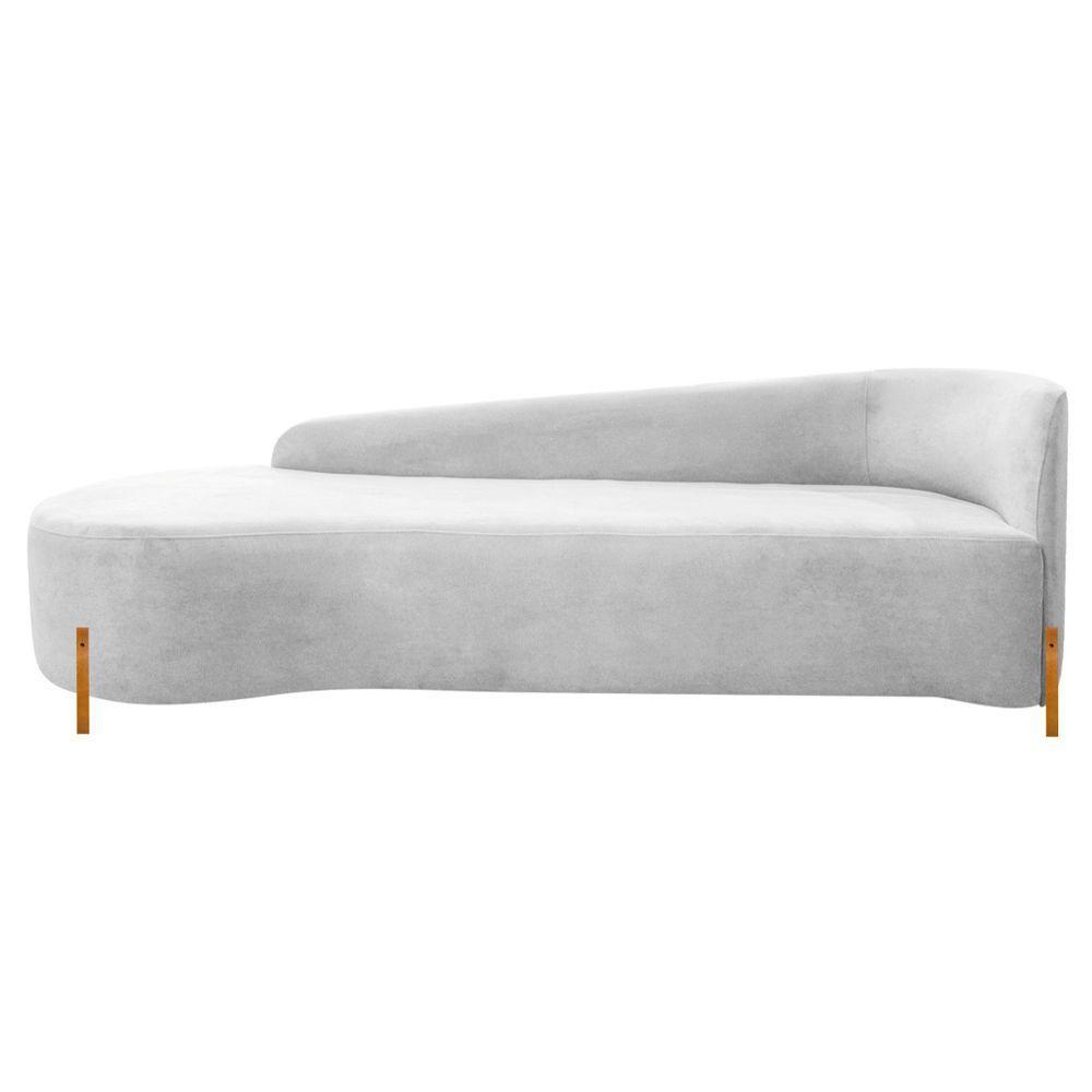 Divã Recamier Orgânico França 160cm Lado Esq Pés Madeira Bouclé Branco - 8