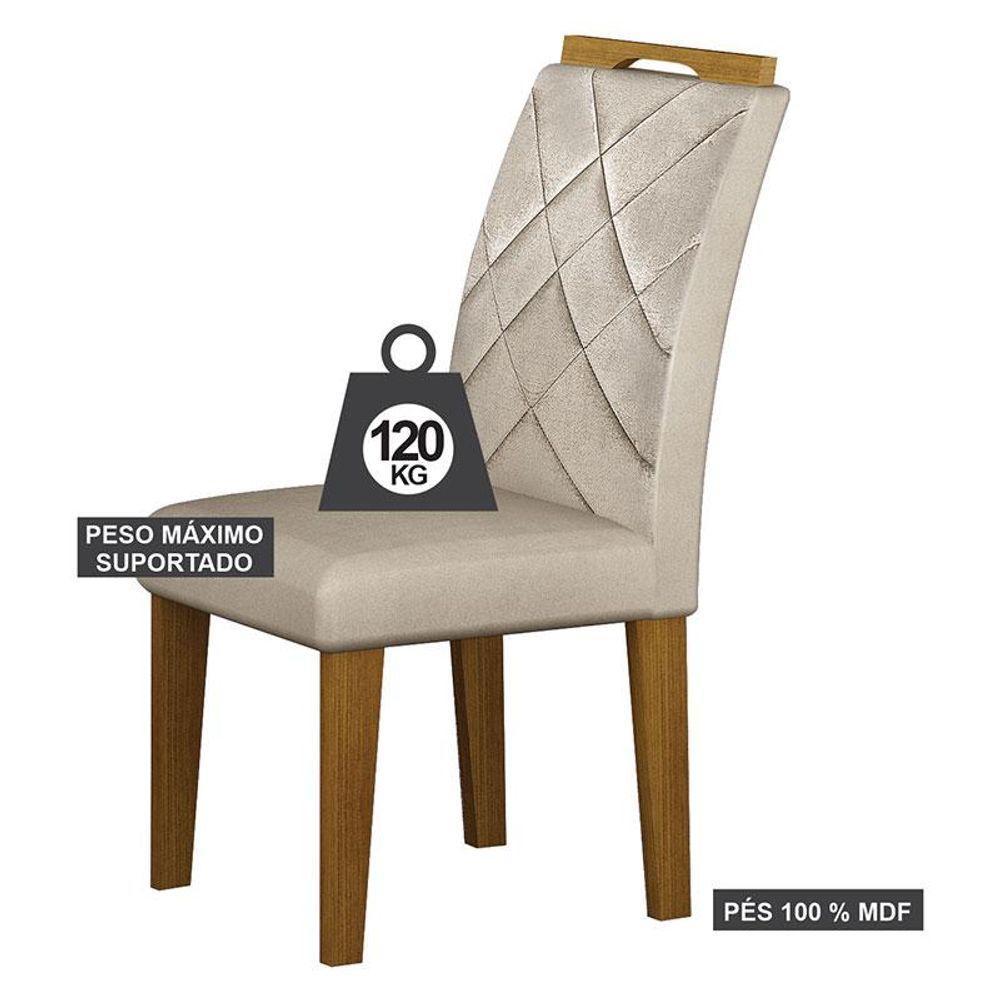 Cadeira Para Mesa De Jantar Larissa New Mdf Kit 2 Peças Freijó Joli Palha - Leifer Móveis - 3