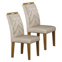 Cadeira Para Mesa De Jantar Larissa New Mdf Kit 2 Peças Freijó Joli Palha - Leifer Móveis - 1