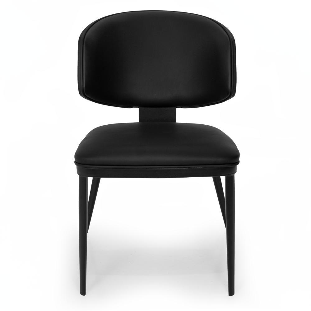 Cadeira De Jantar Estofada Siena Design Italiano Encosto Flutuante Com Espuma De Alta Densidade Base Metálica - Preto - 4