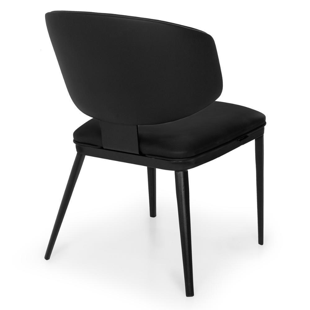 Cadeira De Jantar Estofada Siena Design Italiano Encosto Flutuante Com Espuma De Alta Densidade Base Metálica - Preto - 7