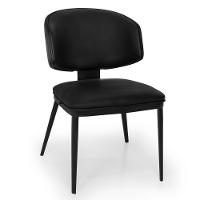 Cadeira De Jantar Estofada Siena Design Italiano Encosto Flutuante Com Espuma De Alta Densidade Base Metálica - Preto - 1