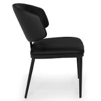 Cadeira De Jantar Estofada Siena Design Italiano Encosto Flutuante Com Espuma De Alta Densidade Base Metálica - Preto - 6