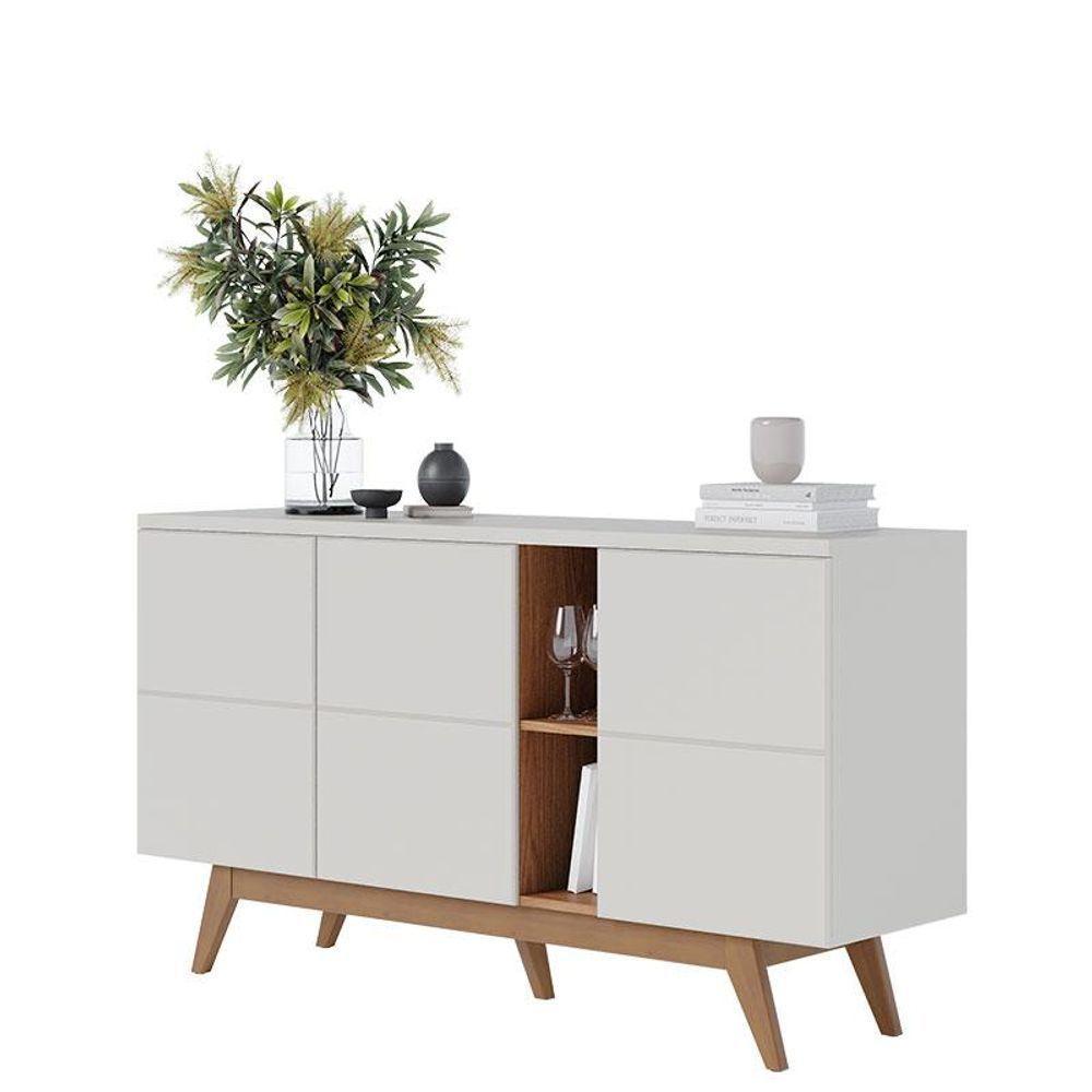 Cristaleira Guanabara Off White Freijó Com Aparador Buffet Noronha Off White Matte Freijó - Colibri - 4