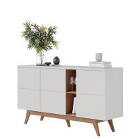 Cristaleira Guanabara Off White Freijó Com Aparador Buffet Noronha Off White Matte Freijó - Colibri