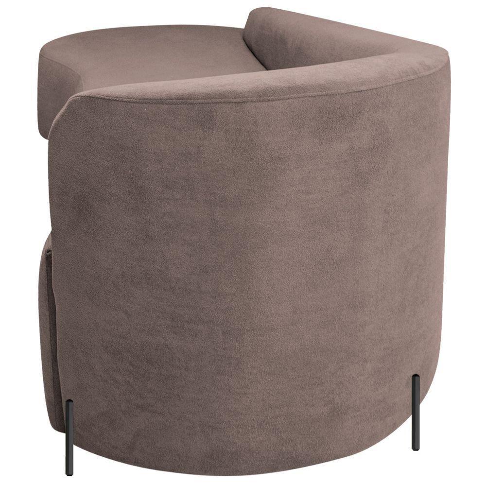 Divã Recamier Orgânico França 160cm Lado Esq Pés Metal Preto Linho Rosê - 5