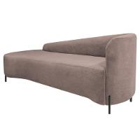 Divã Recamier Orgânico França 160cm Lado Esq Pés Metal Preto Linho Rosê
