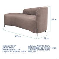 Divã Recamier Orgânico França 160cm Lado Esq Pés Metal Preto Linho Rosê - 6