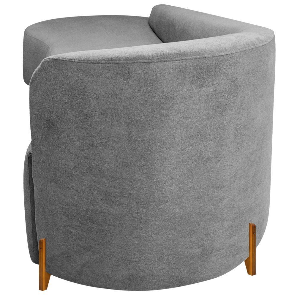 Divã Recamier Orgânico França 160cm Lado Esq Pés Madeira Linho Cor Cinza Claro - 5