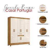 Guarda Roupa Casal Portugal E Cômoda Georgia Freijó Off White - Moval - 3