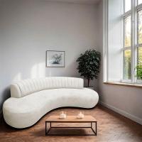 Divã Recamier Celeste Curvo Sala Estar Luxo 200cm Bouclé Branco - 2