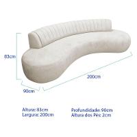 Divã Recamier Celeste Curvo Sala Estar Luxo 200cm Bouclé Branco - 3