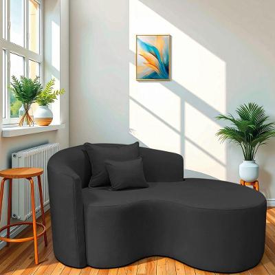 Divã Recamier Curvo Sala De Estar Recepção Inglaterra 150cm Lado Direito Linho Cor Preto