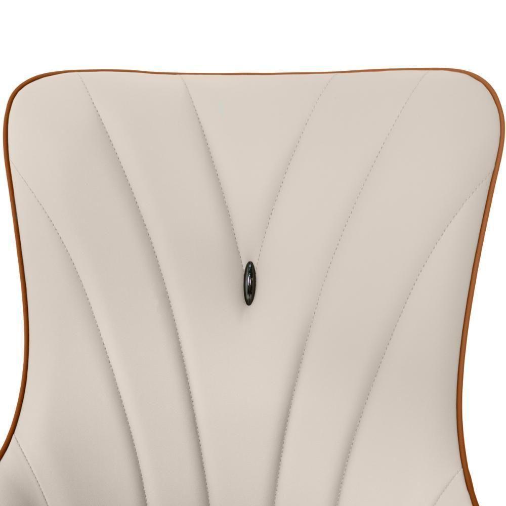 Cadeira De Jantar Estofada Verona Design Italiano Encosto Anatômico Com Base Metálica Reforçada - Bege-caramelo - 9
