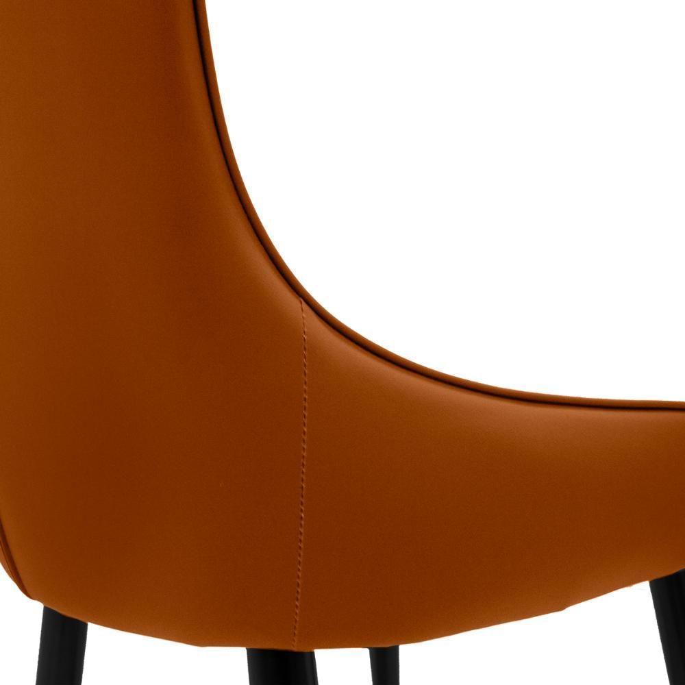 Cadeira De Jantar Estofada Verona Design Italiano Encosto Anatômico Com Base Metálica Reforçada - Bege-caramelo - 10