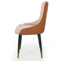 Cadeira De Jantar Estofada Verona Design Italiano Encosto Anatômico Com Base Metálica Reforçada - Bege-caramelo - 6