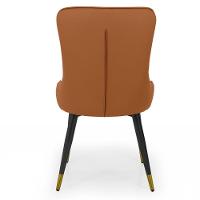 Cadeira De Jantar Estofada Verona Design Italiano Encosto Anatômico Com Base Metálica Reforçada - Bege-caramelo - 8