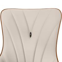 Cadeira De Jantar Estofada Verona Design Italiano Encosto Anatômico Com Base Metálica Reforçada - Bege-caramelo - 9