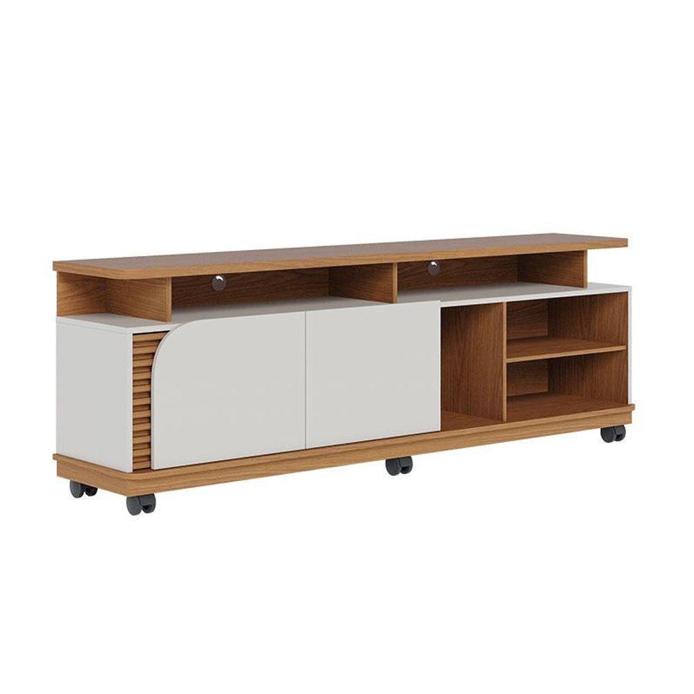 Rack Bancada Jurerê 1.8 Freijó Off White Matte Com Mesa De Centro Jeri Freijó Off White - Colibri - 2