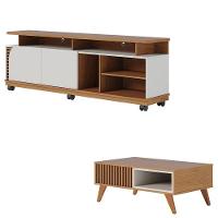 Rack Bancada Jurerê 1.8 Freijó Off White Matte Com Mesa De Centro Jeri Freijó Off White - Colibri - 1