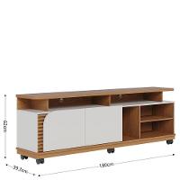 Rack Bancada Jurerê 1.8 Freijó Off White Matte Com Mesa De Centro Jeri Freijó Off White - Colibri