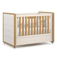 Berço Americano Com Capitonê New Boucle E Cômoda Gaveteiro Infantil Tutto New Freijó Off White E Colchão Ortobom - Matic - 2