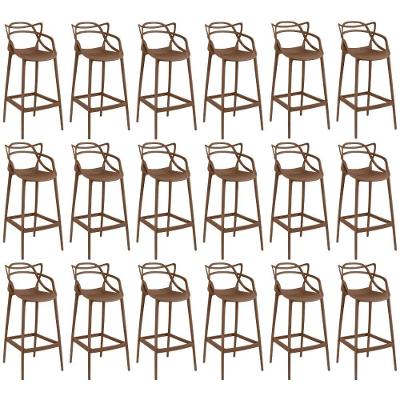 Kit 18 Banquetas Allegra Com Encosto Design Cozinha/bancada - Marrom