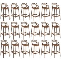 Kit 18 Banquetas Allegra Com Encosto Design Cozinha/bancada - Marrom - 1