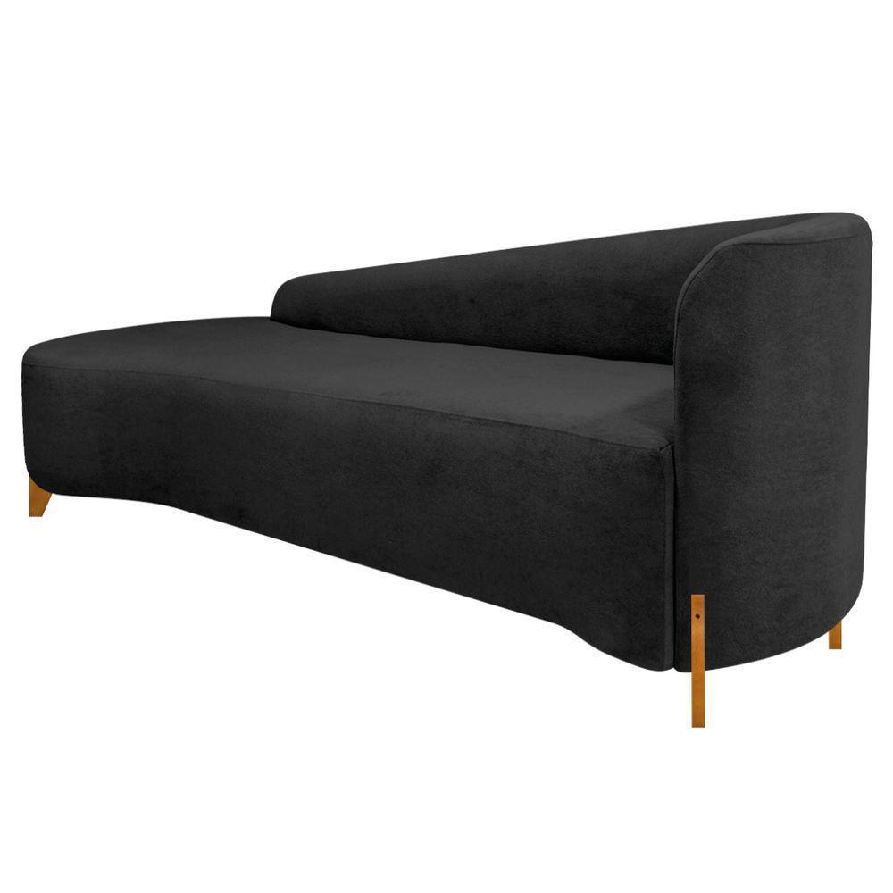 Divã Recamier Orgânico França 160cm Lado Esq Pés Madeira Linho Cor Preto - 4