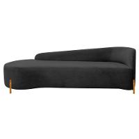 Divã Recamier Orgânico França 160cm Lado Esq Pés Madeira Linho Cor Preto - 2