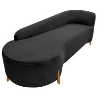 Divã Recamier Orgânico França 160cm Lado Esq Pés Madeira Linho Cor Preto - 3