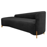 Divã Recamier Orgânico França 160cm Lado Esq Pés Madeira Linho Cor Preto