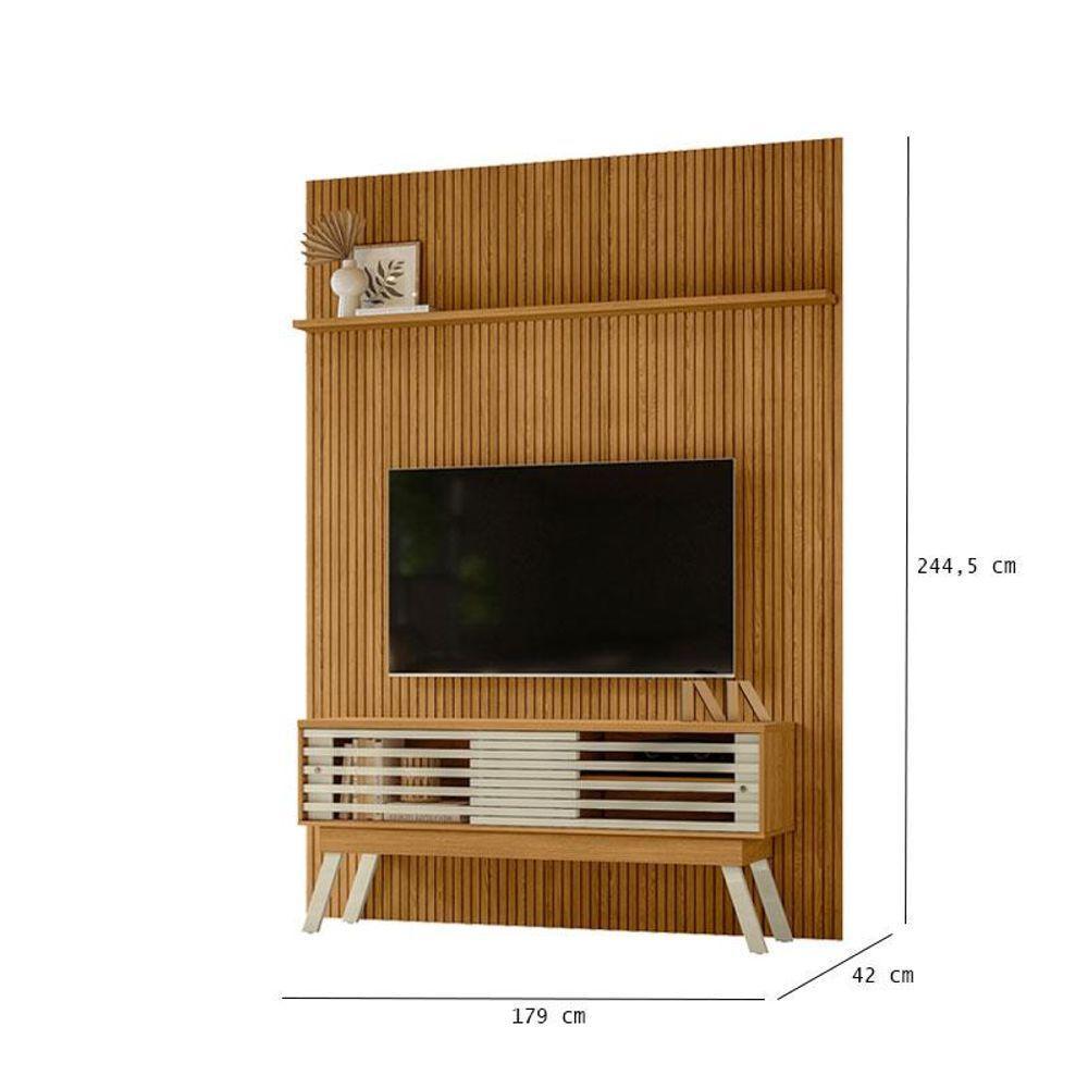 Painel Piso Teto New Interlagos Com Rack Bancada Frizz 1.5 New Premium Cumaru Opala - Madetec - 2