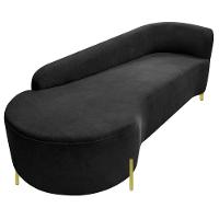 Divã Recamier Orgânico França 160cm Lado Esq Pés Metal Dourado Bouclé Preto - 3