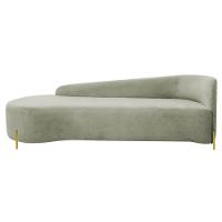 Divã Recamier Orgânico França 160cm Lado Esq Pés Metal Dourado Bouclé Verde Oliva - 6