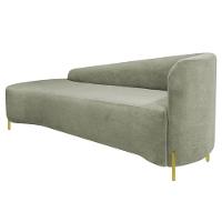 Divã Recamier Orgânico França 160cm Lado Esq Pés Metal Dourado Bouclé Verde Oliva - 7