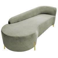 Divã Recamier Orgânico França 160cm Lado Esq Pés Metal Dourado Bouclé Verde Oliva - 8
