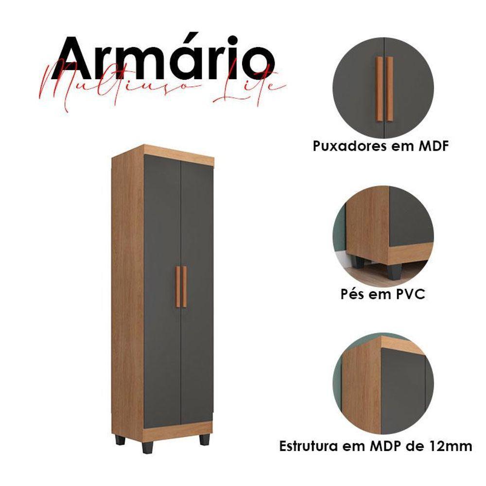 Armário Multiuso Lite Nature Cinza - Móveis Leão - 4
