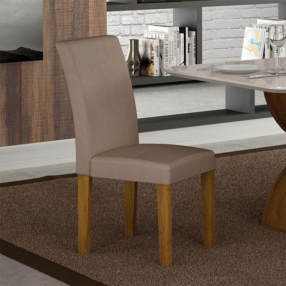 Cadeira Para Mesa De Jantar Napoli Mdf Kit 2 Peças Freijó Joli Camurça - Leifer Móveis - 5