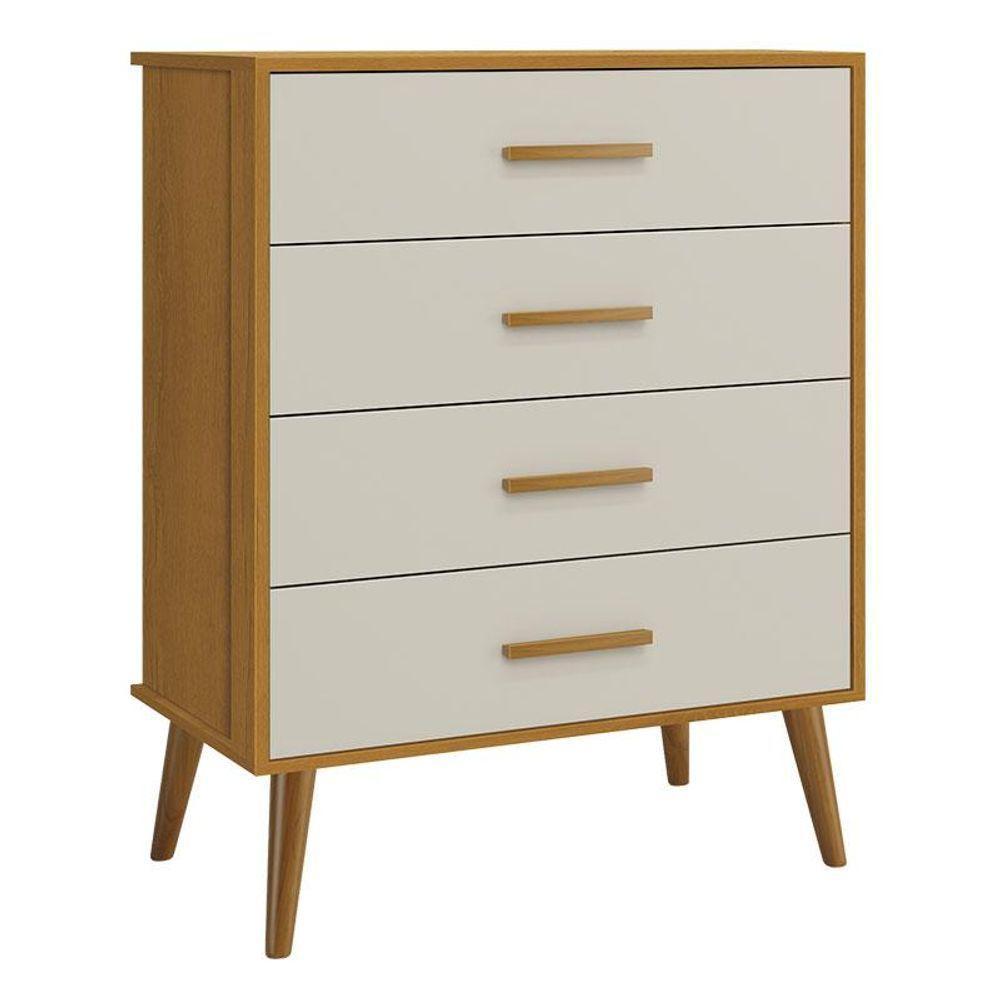 Berço Americano E Cômoda Gaveteiro Infantil Isis Areia Acetinado Savana Com Colchão Ortobom - 3