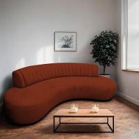 Divã Recamier Celeste Curvo Sala Estar Luxo 180cm Bouclé Terracota - 1