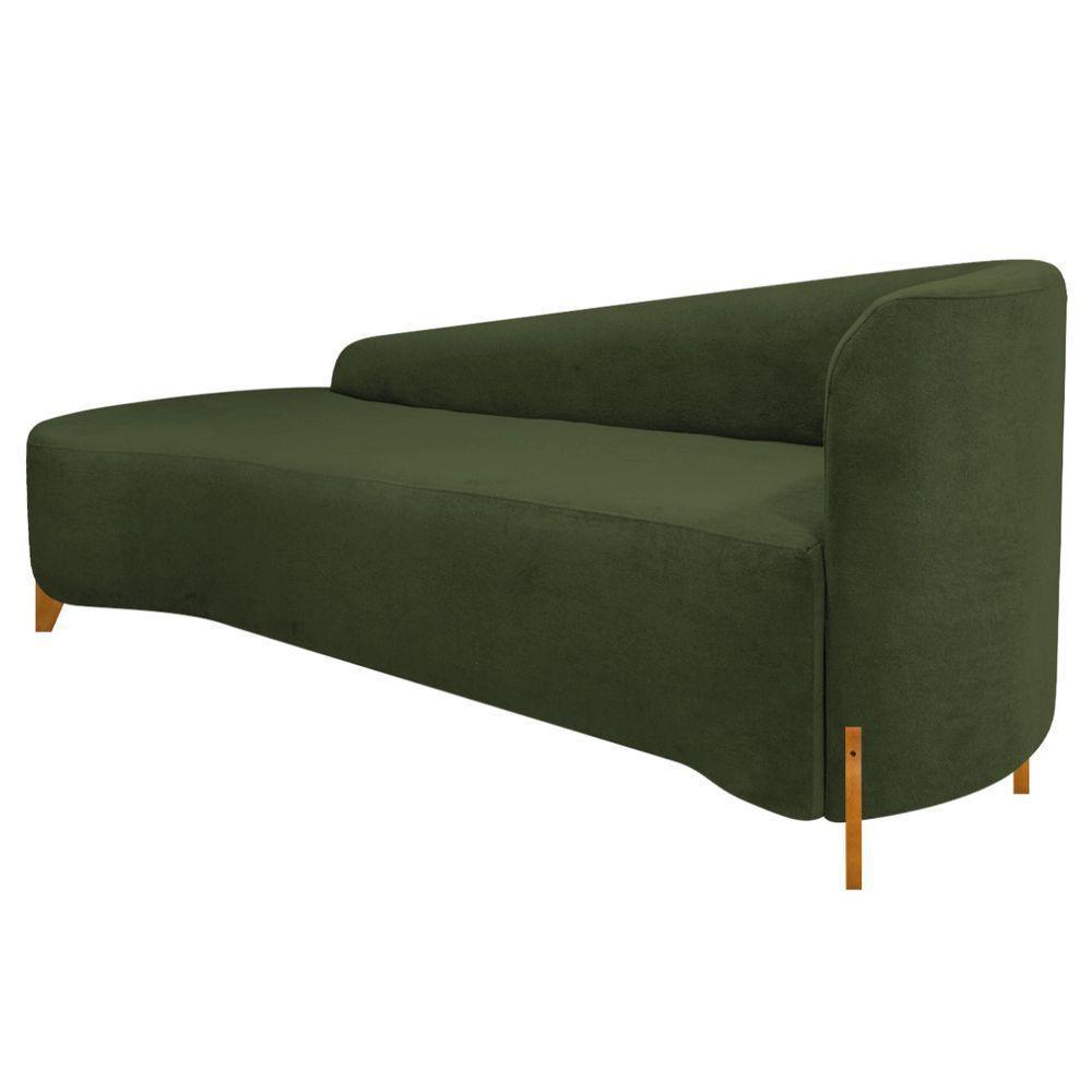 Divã Recamier Orgânico França 160cm Lado Esq Pés Madeira Linho Cor Verde - 3