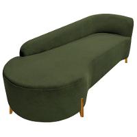 Divã Recamier Orgânico França 160cm Lado Esq Pés Madeira Linho Cor Verde - 2
