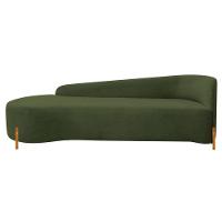 Divã Recamier Orgânico França 160cm Lado Esq Pés Madeira Linho Cor Verde