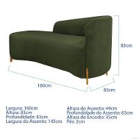 Divã Recamier Orgânico França 160cm Lado Esq Pés Madeira Linho Cor Verde - 5