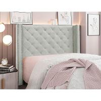 Cabeceira Estofada Egito Spz 160cm Casal Veludo - Amarena Móveis Prata-2223 - 2