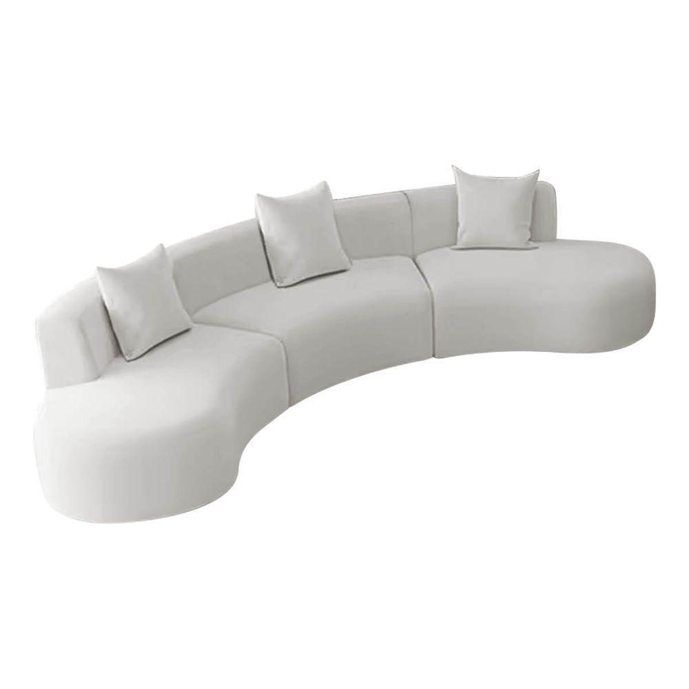 Kit Sofá Modular 4 Lugares 360cm Moderno Curvo Orgânico Duna Bouclé Branco - 1