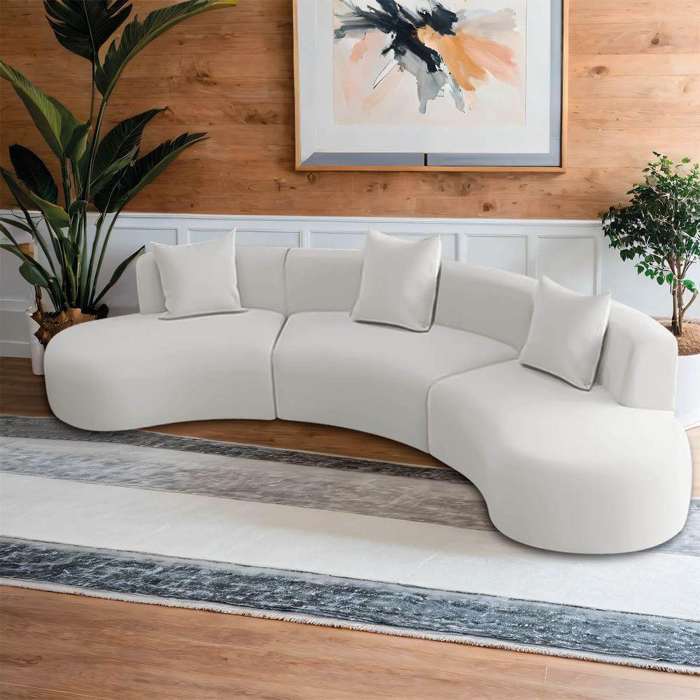 Kit Sofá Modular 4 Lugares 360cm Moderno Curvo Orgânico Duna Bouclé Branco - 3