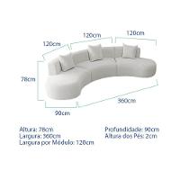 Kit Sofá Modular 4 Lugares 360cm Moderno Curvo Orgânico Duna Bouclé Branco - 2