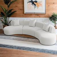 Kit Sofá Modular 4 Lugares 360cm Moderno Curvo Orgânico Duna Bouclé Branco - 3